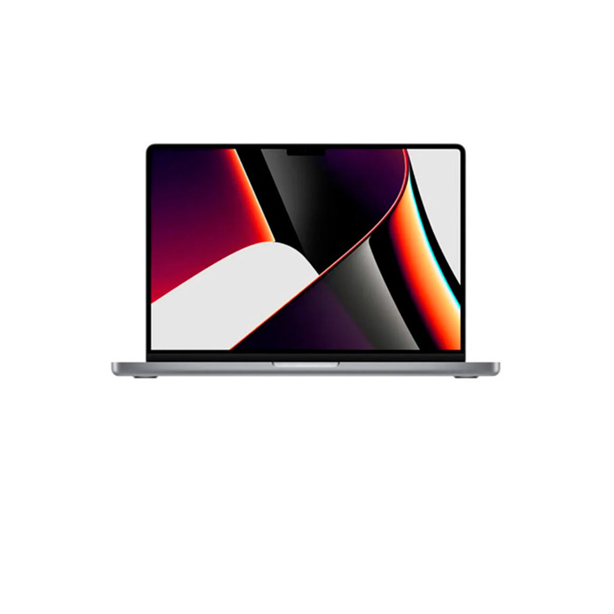 An open laptop with a blue wallpaper